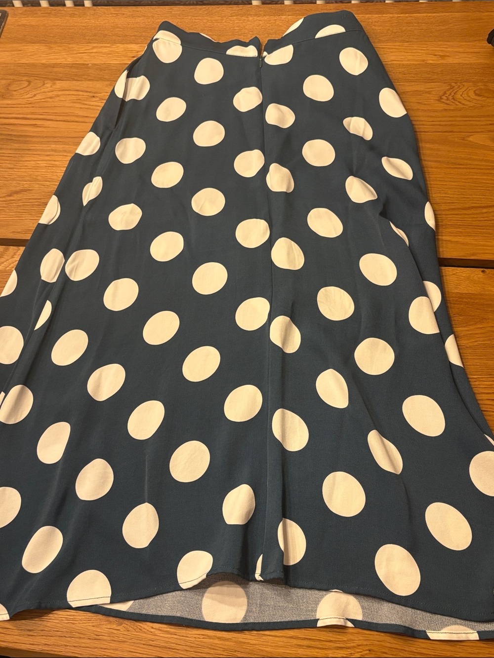 Trenery Navy Blue and White Polka Dot A-Line Skirt